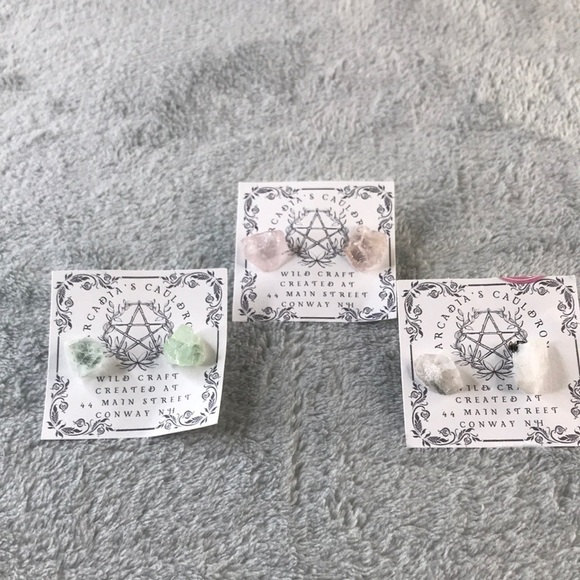 3 Pairs of Precious Stone handmade Ear rings - Picture 1 of 7